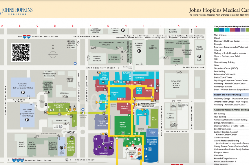 johns hopkins self guided tour map